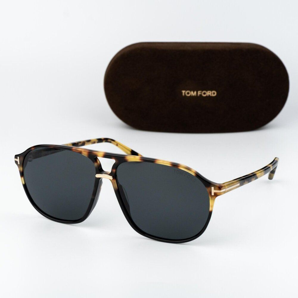Tom Ford BRUCE Men Sunglasses Havana Smoke Pilot FT1026/S 05A NEW AUTHENTIC